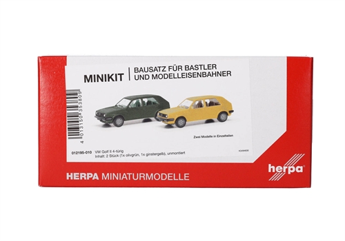 Herpa 012195-010 MiniKit VW Golf II 4-Türer, olivgrün und sonnengelb, H0