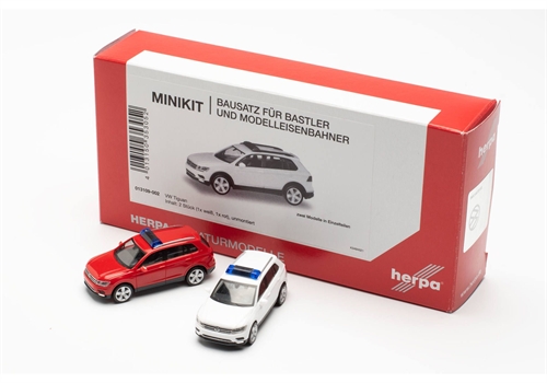 Herpa 013109-002 Minikit VW Tiguan mit Warnbalken (2er-Set) rot-weiß, H0