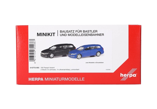Herpa MiniKit 013772-003 VW Passat Variant, Ultra-Marineblau und Schwarz (2 Stück), H0