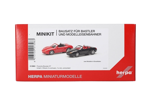 Herpa 013963 MiniKit Porsche Boxster S (2er-Set) rot und schwarz, H0