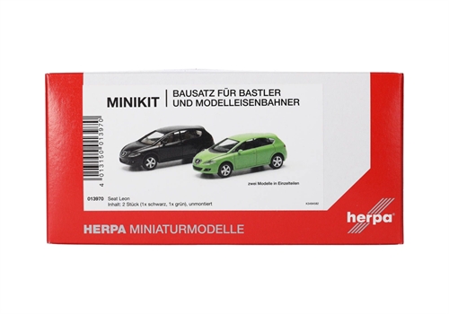 Herpa 013970 MiniKit Seat Leon (2er-Set) grün und schwarz, H0