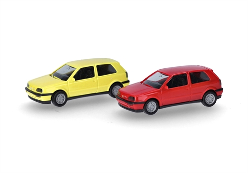 Herpa Minikit 014014 VW Golf III VR6 2-Türer, Doppelset Schwefelgelb/Blitzrot, H0