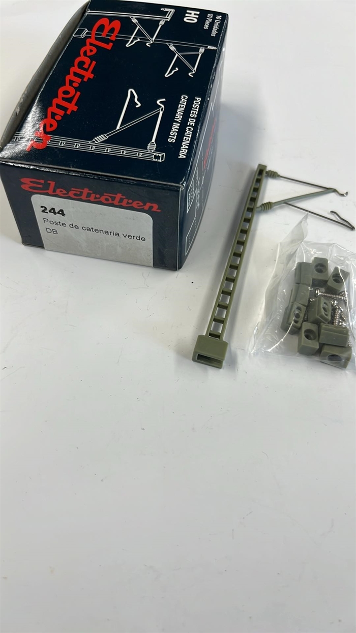 Electrotren 0244 Fahrleitungsmast, Gitter, grün, 10 Stück, H0