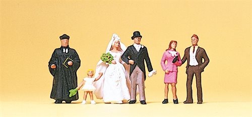 Preiser 10057 Hochzeitspaar mit Priester und Gästen, sechs Figuren, H0