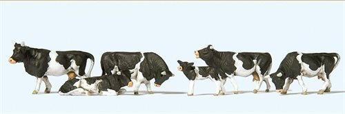 Preiser 10145 Kühe, schwarz-weiß, sechs Figuren, H0