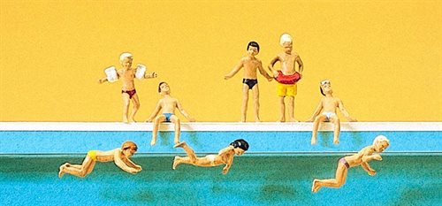 Preiser 10307 Kinder im Schwimmbad, acht Figuren, H0