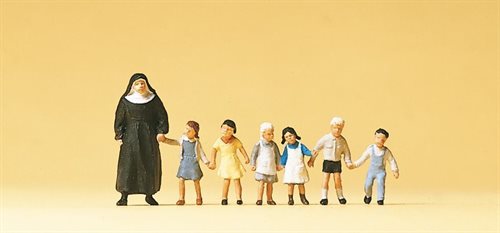 Preiser 10401 Nonne und Kinder, sieben Figuren, H0