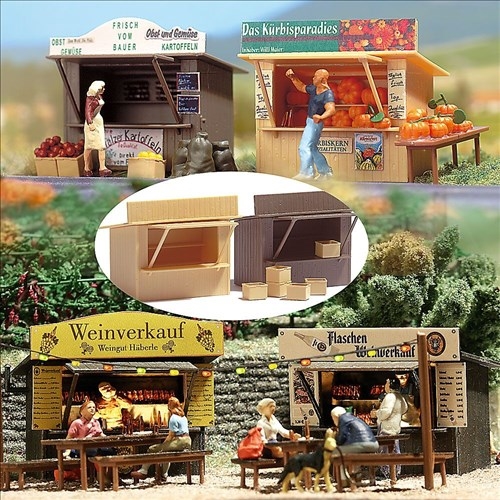  Busch 1055 Zwei Verkaufsstände, H0