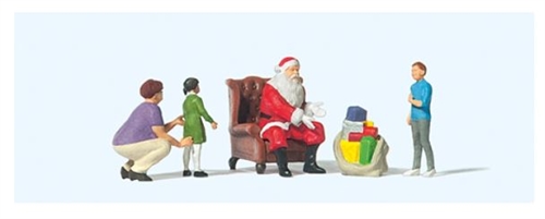Preiser 10763 Weihnachtsmann im Sessel und Mutter mit Kindern, H0