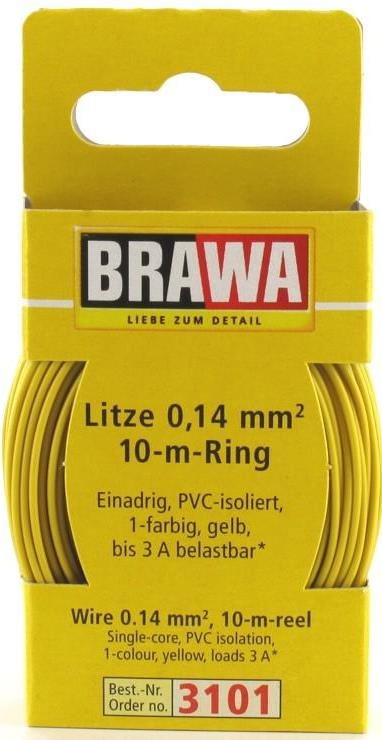 Brawa 3101 Draht, gelb, 0,14 mm, 10 mtr.