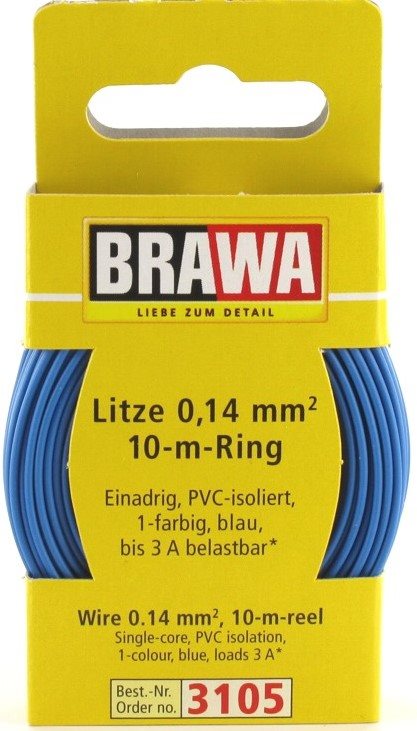 Brawa 3105 Draht, blau, 0,14 mm, 10 mtr.