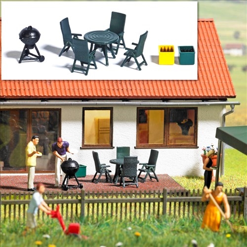 Busch 1190 Gartenmöbel und Grill, H0