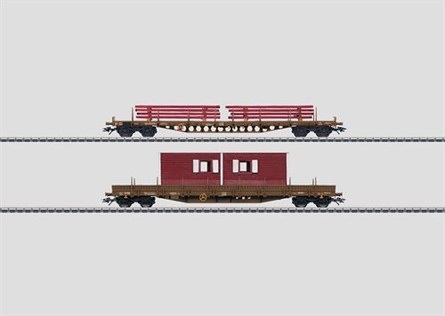 Märklin 47025 Doppelset mit Stangenwagen und dänischen Baumaterialien, DSB, Ep. V