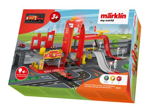 Märklin 72219 My World Feuerwehrhaus-Bausatz mit Licht- und Soundfunktionen, H0