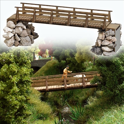 Busch 1497 Fußgängerbrücke aus Holz, H0