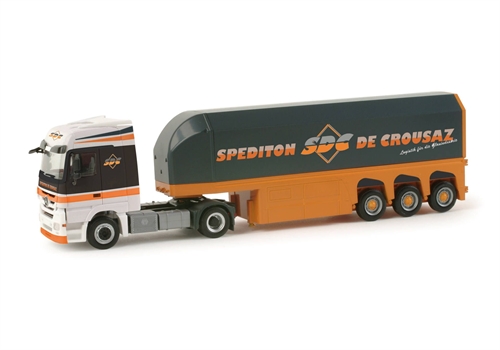 Herpa 156363 Mercedes-Benz Actros LH Glastransport-Sattelauflieger „Interliner / De Crousaz“