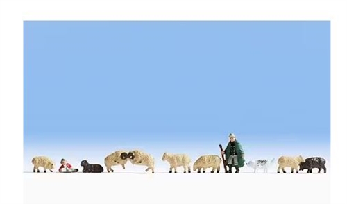 Noch 15750 Hirte mit Schafen und Hund, H0
