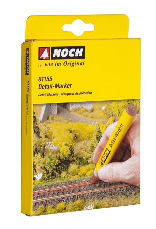 Noch 61155 Detailmarker, schwarz, weiß, silber, gelb, rot und braun