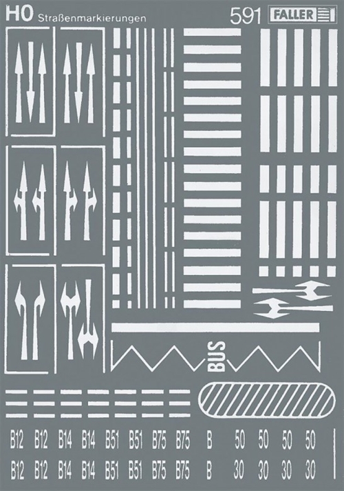 Faller 180536 Straßenmarkierungen, H0 Epoche IV