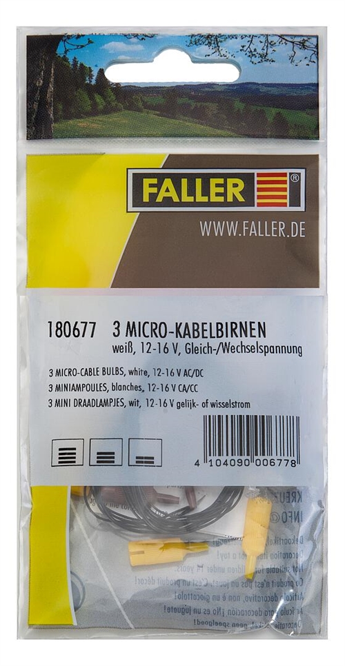 Faller 180677 3er-Pack Mikrokabellampen, Weiß