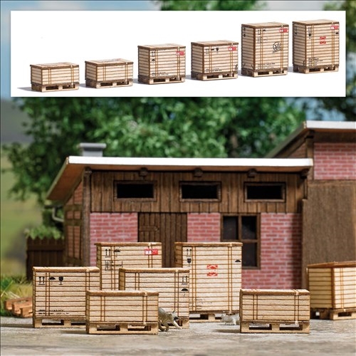 Busch 1811 Paletten mit Holzkisten, H0