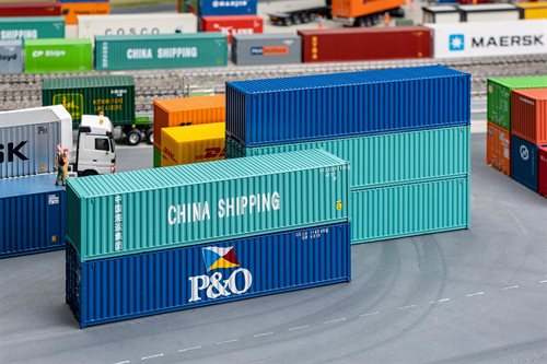 Faller 182151 40' Container, China Shipping und P&O, 5er-Set, H0