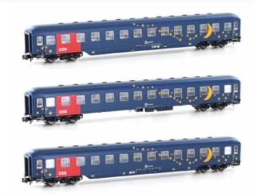 Hobbytrain 22209 3er-Set Schlafwagen BCM DSB, Ep. V, Spur N