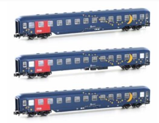 Hobbytrain 22209 3er-Set Schlafwagen BCM DSB, Ep. V, Spur N