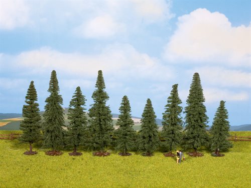 Noch 25086 Fichten, 9 Stück, ca. 8-12 cm hoch, H0