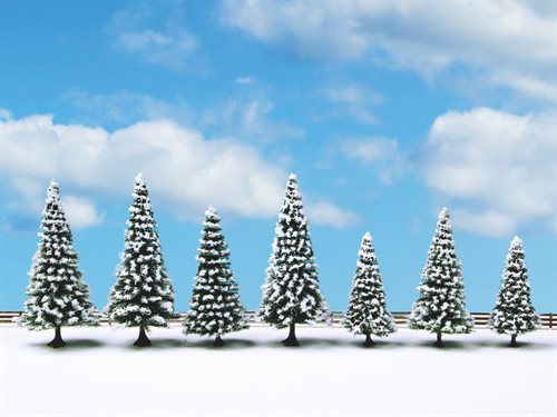 Noch 25087 Tannenbäume mit Schnee darauf, 7 Stück, 8--12 cm, H0