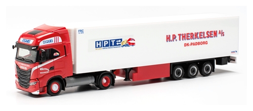 Herpa 316095 Iveco S-Way LNG-Zugmaschine mit 3-Achs-Anhänger „H.P.Therkelsen“ (Dänemark/Padborg)