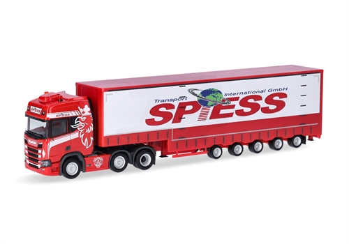 HERPA 317016 Scania CR 20 HD 6x2 Volumenplanenauflieger 5a „Spiess“ (Baden-Württemberg/Ertingen)