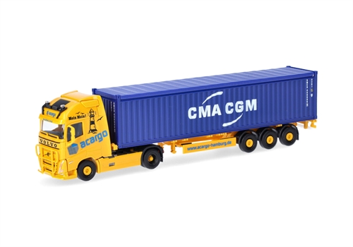 Herpa 318822 Volvo FH GL XL 2020 Container-Sattelauflieger "acargo/CMA-CGM", H0