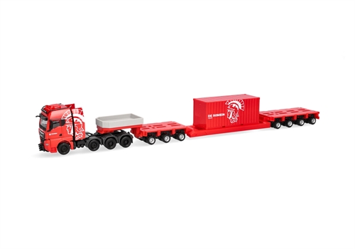 Herpa 320764 MAN TGX GX Tieflade-Sattelzug mit 20 ft. Container "De Romein Group" (Niederlande/Veendam) H0