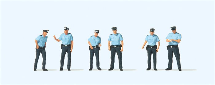 Preiser 10743 Polizisten in Sommeruniform, sechsstellig, H0