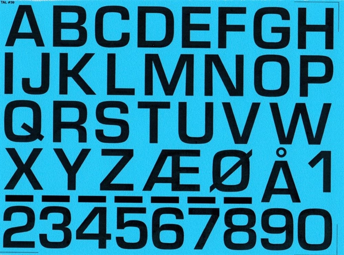 DMC Decals 39S RDAF Buchstaben und Zahlen - schwarze Abziehbilder, 24 mm hoch