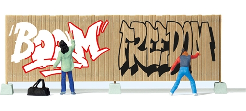  Preiser 10334 Grafitti-Maler, zwei Figuren und ein Schild H0