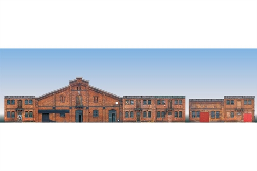 Auhagen 42506 Halbrelief-Hintergrundset mit 6 Industriefassaden H0/TT
