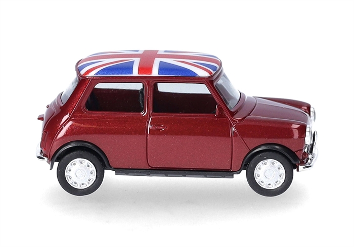 Herpa 431149 Mini Mayfair Rechtslenker mit 2 Zusatzscheinwerfern und zweiteiligem Grill, nightfirerot metallic, H0