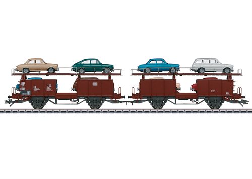 Märklin 46129 Autotransportwagen Laaes, Neue Modellauto-Beladung VW Typ 3 1500 und 1600, , ep IV