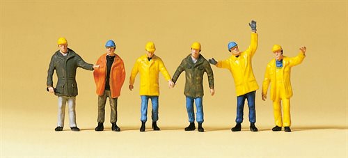 Preiser 10423 Arbeiter mit Schutzhelmen, sechs Figuren, H0