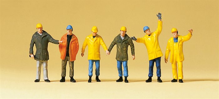 Preiser 10423 Arbeiter mit Schutzhelmen, sechs Figuren, H0