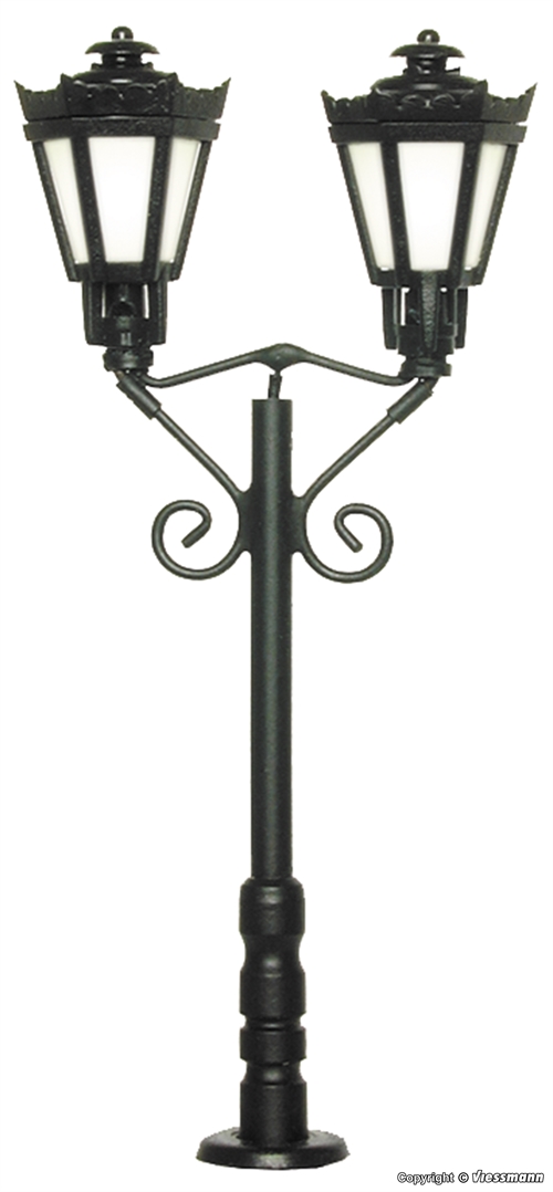 Viessmann 6073 Parklaterne, zweiflammig, warmweiß. H0