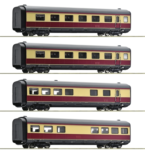 Roco 6220003 Wagenset mit vier Mittelwagen für den Gasturbinentriebzug Baureihe 602 der Deutschen Bundesbahn., H0