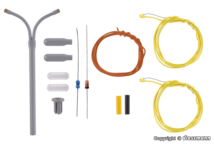 Viessmann 6623 Straßenlaterne, doppelt, LED Bausatz, Spur N