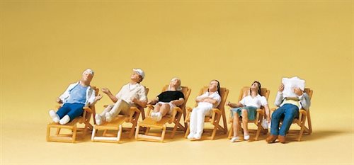 Preiser 10430 Entspannen auf der Terrasse, sechs Figuren mit Liegestühlen, H0