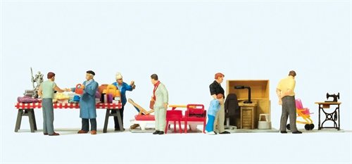 Preiser 10623 Flohmarkt, sieben Figuren mit Zubehör, H0