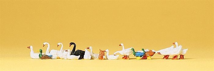 Preiser 14167 Schwäne und Enten, 18 Stück, H0