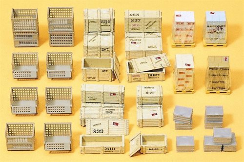 Preiser 17110 Gitterbox, Paletten, Kisten und andere Waren, H0
