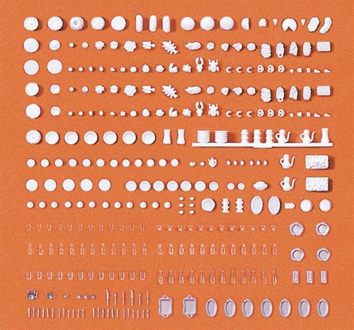 Preiser 17220 Service und Essen, unbemalt, H0